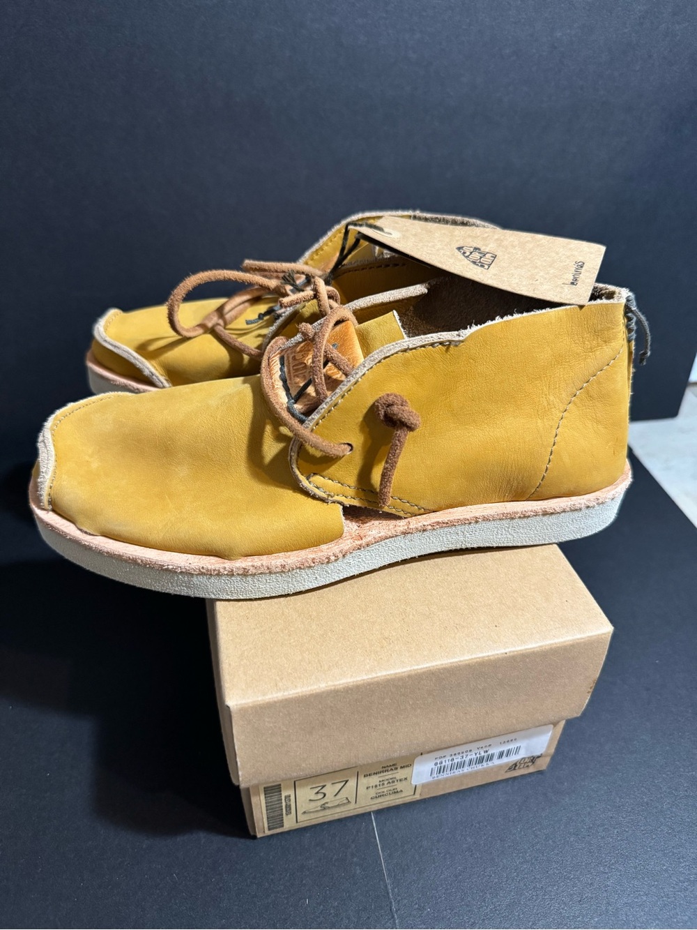 Yellow Women's Leather Satorisan Ankle Boots, Benirras Mid - Lace-Up Chukka